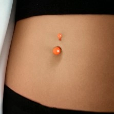 Belly button piercing glowing in dark, flexible material, two balls, 1,6 mm