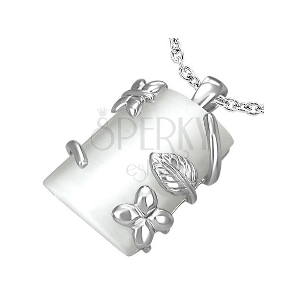 Rectangular pendant with floral design