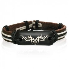 Brown leather bangle with Tribal symbol