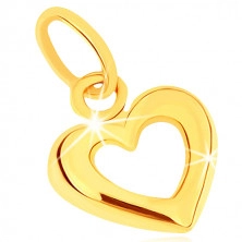 375 gold pendant - wider rounded contour of symmetrical heart, high gloss