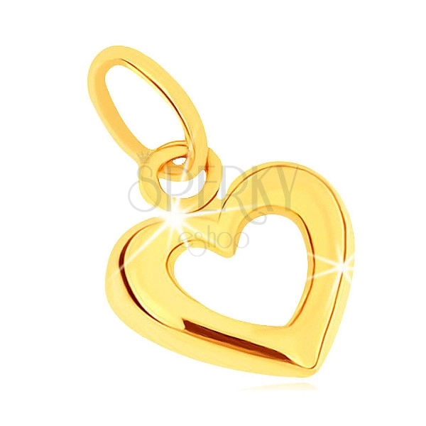 375 gold pendant - wider rounded contour of symmetrical heart, high gloss