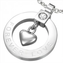 FOREVER LOVE stainless steel pendant - heart in circle