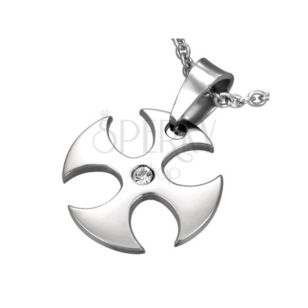 Stainless steel Maltese cross pendant with zircon