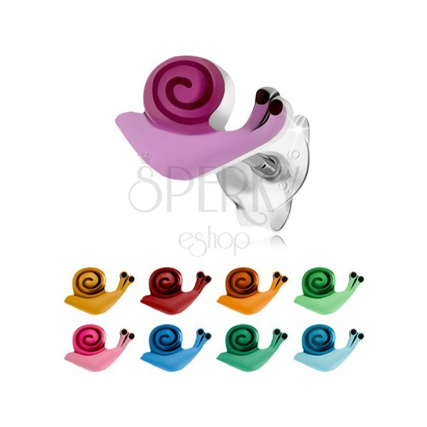 325 silver stud earrings, colourful snail with shiny shell