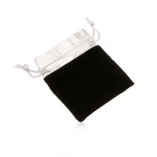 Black velvet bag for gift, upper part in silver colour