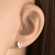 375 gold earrings - asymmetrical heart with cutout and zircon