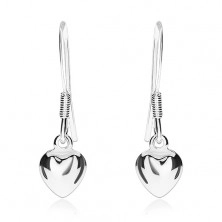 925 silver earrings, small bulging heart with high gloss