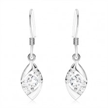 Earrings made of 925 silver, grain contour, shimmering clear zircons