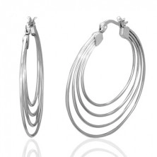 Earrings made of stainless steel, silver hue, four circles