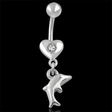 Belly ring - heart and dolphin