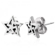 Earrings, 316L steel, star-shaped outline - triangles, silver hue