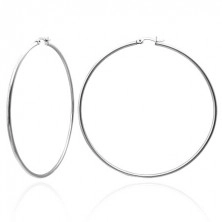 Earrings made of stainless steel, hoops, silver hue, glossy surface