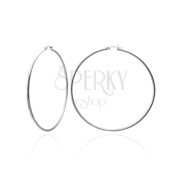 Earrings made of stainless steel, hoops, silver hue, glossy surface