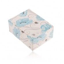 Paper box for ring and earrings or chain, blue poppy flowers
