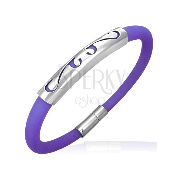 Round rubber bracelet - ornament, purple