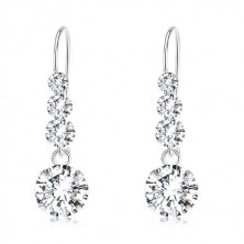 Earrings made of 925 silver, three clear Swarovski crystals, round zircon