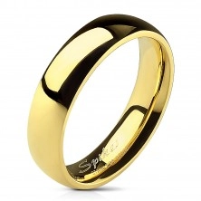 Band made of stainless steel, golden hue, shiny smooth surface, 5 mm