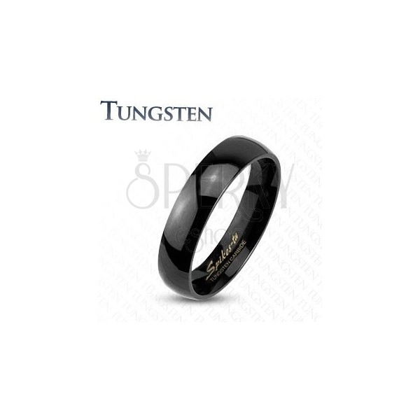 Tungsten ring in black hue, mirror-polished smooth surface, 4 mm