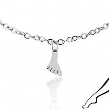 Chain on ankle, stainless steel in silver colour, charms - shiny feet