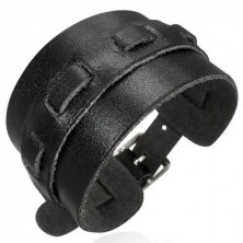 Black leather interlaced bracelet