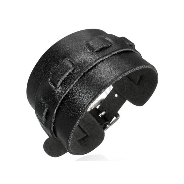 Black leather interlaced bracelet