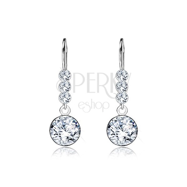 925 silver earrings, round Swarovski crystals in transparent colour