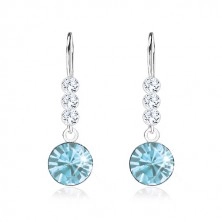 Earrings, 925 silver, Swarovski crystals in light blue and clear colour