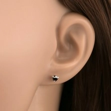 925 silver earrings, black zircon heart, 4 mm, studs