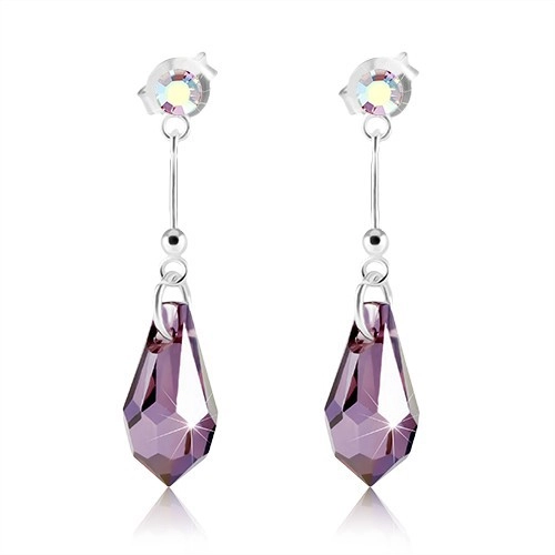 Deals Sterling Silver Tear Drop Earrings made with Purple Swarovski Crystal