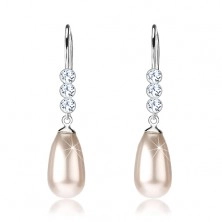 Earrings, 925 silver, clear Swarovski crystals and Swarovski pearl
