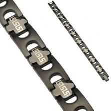 Stainless steel IP Tribal link bracelet - black colour