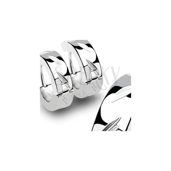 Stainless steel earrings with slanted grooves - pair