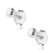 Stud earrings, 925 silver, smooth glossy ball, 3 mm