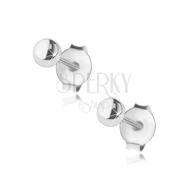 Stud earrings, 925 silver, smooth glossy ball, 3 mm