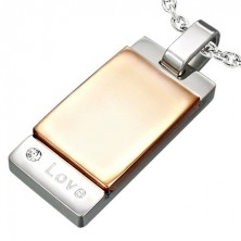 Two-tone stainless steel pendant - Love