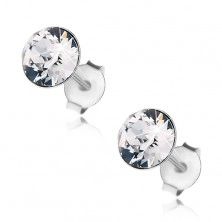 925 silver earrings, round Swarovski crystal in clear hue, 7 mm