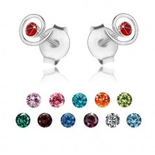 925 silver earrings, shimmering spiral, coloured Swarovski crystal
