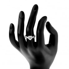 925 silver ring, shimmering zircon heart, split clear shoulders