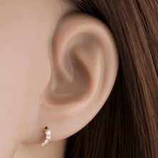 585 gold earrings - small glittering arc of clear round zircons