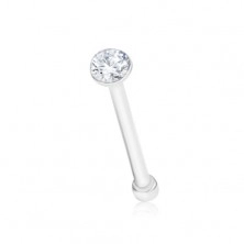 Straight piercing made of 925 silver, cut round zircon in clear colour