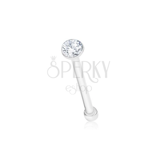 Straight piercing made of 925 silver, cut round zircon in clear colour