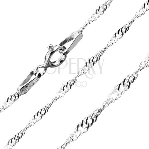 Chain made of 925 silver - dense flat links with spiral effect, width 1 mm, length 450 mm