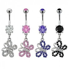 Belly ring - two colour butterfly with zircons