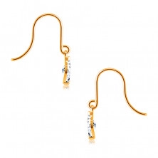 Earrings made of yellow 14K gold - sparkly grain-shaped zircon in clear colour