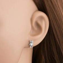 925 silver earrings, standing bear, stud fastening