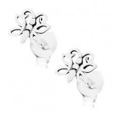 925 silver earrings with stud fastening, engraved butterfly