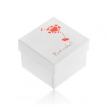 Gift box with pearlescent white surface, shiny red hearts, Best wishes