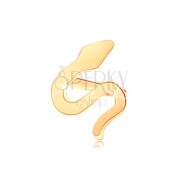 585 gold nose piercing - twisty snake, shiny flat surface