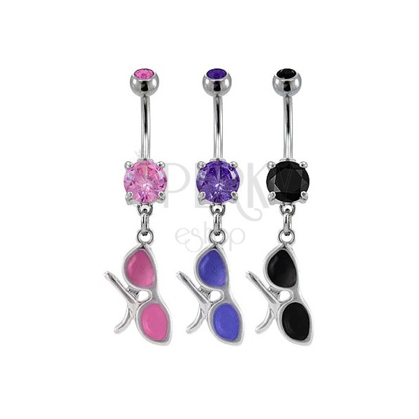 Colorful glasses belly button ring