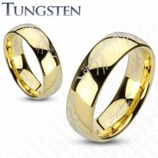 Tungsten ring, rounded surface in gold colour, The Lord of the Rings motif, 6 mm